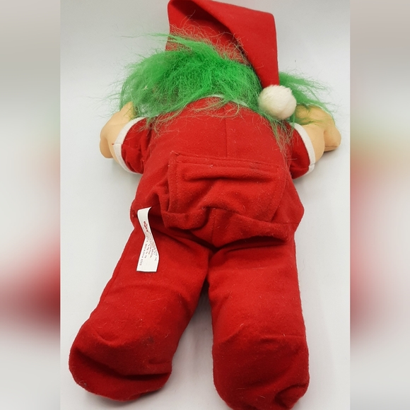 Russ Christmas Troll Doll 2338 Santa Hat Pajamas Green Hair 13" Soft Body Vtg - Picture 4 of 8